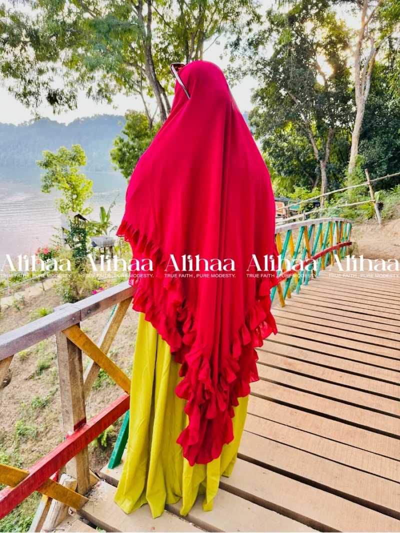 Ruby Red Hoor Khimar for Muslim Women
